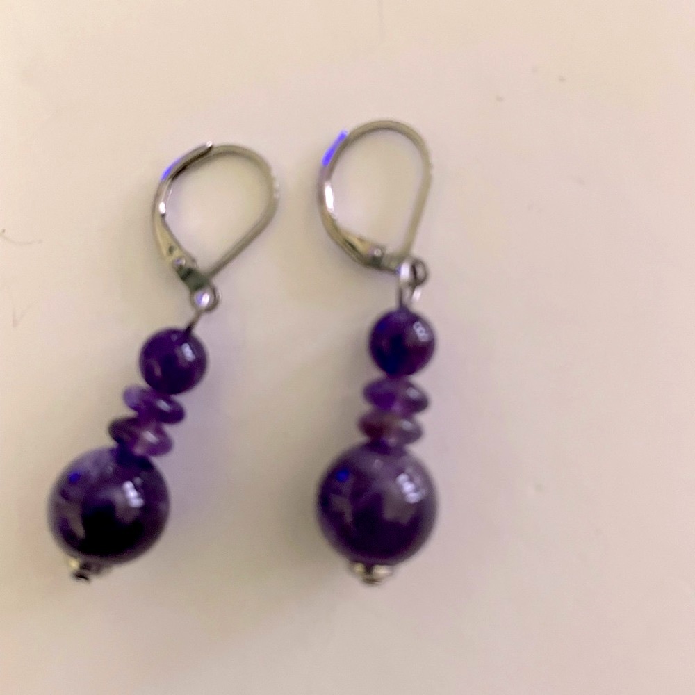 Amethyst bead drop earrings